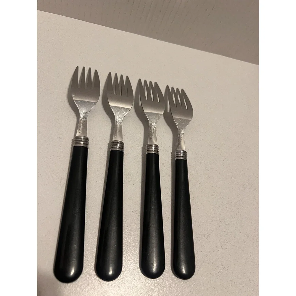 GIBSON Forks Flatware Vintage Utensils 4pc Retro Black‎ Handles